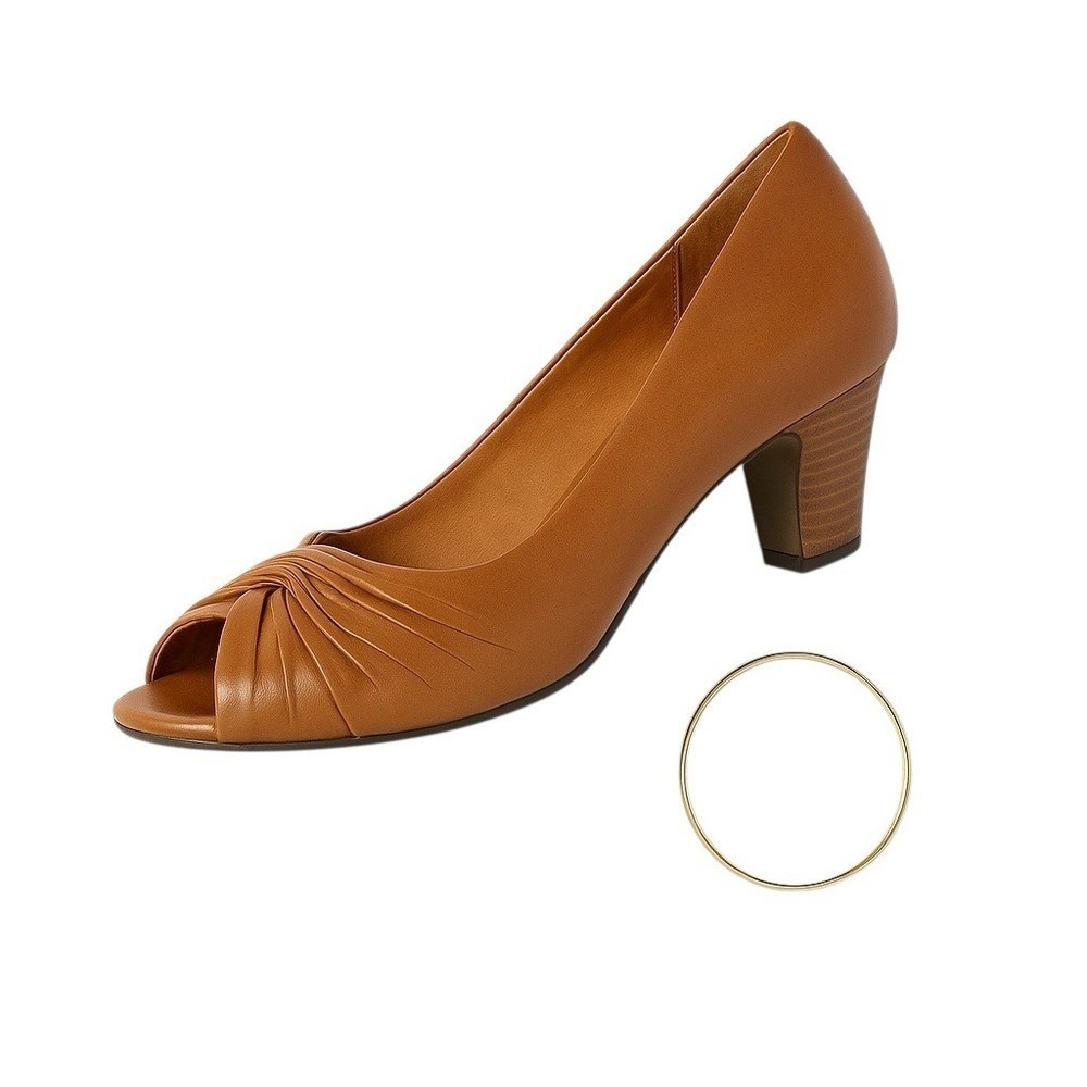 Earthies Raynia Taupe Tan Leather Peep Toe Heels Women's 7.5 Minor Scuffs in GUC